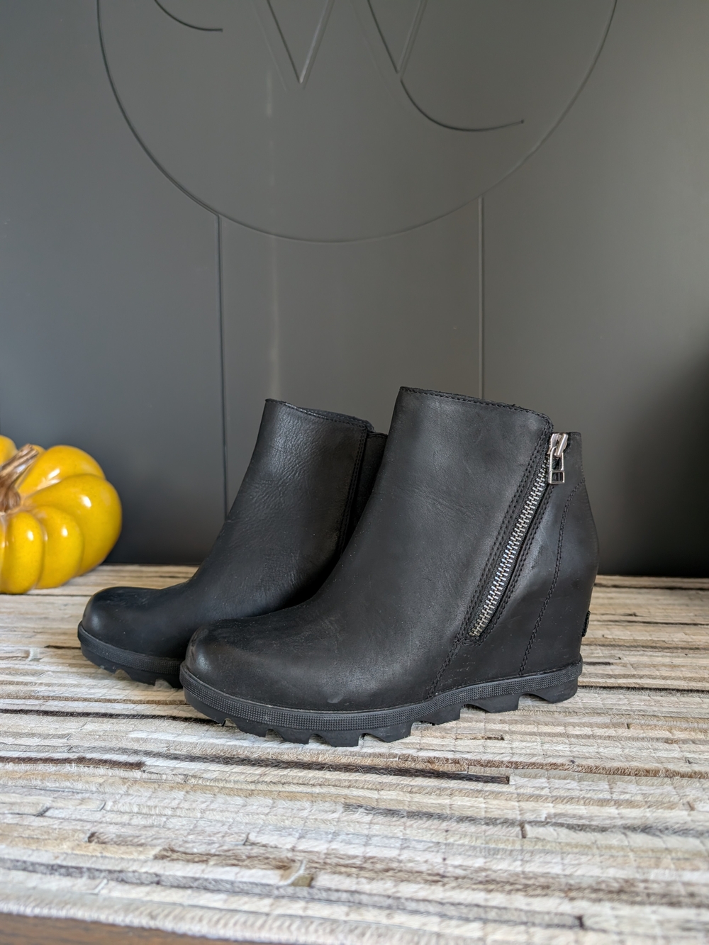 Women's Joan Of Arctic Black Leather Ankle Boots with Side Zip